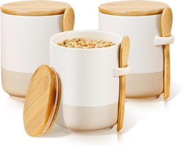 Kitchen Canisters Sets with Airtight Lid and Spoon Ceramic Food Storage Jar Kitc - £40.16 GBP