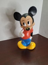 Vintage 1972 Mickey Mouse ILLCO Vinyl Coin Bank Disney Free Standing - $18.46
