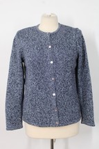 LL Bean M Blue Marled Knit Cotton Cardigan Sweater - £20.49 GBP