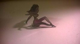 Lapel Hat Pin Silver Tone Woman Lady Silhouette Slightly Risque - $2.60