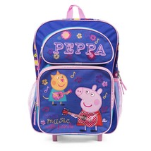 Peppa Pig 16&quot; Rolling Backpack Bag Make Music with Friends Blue - £21.51 GBP