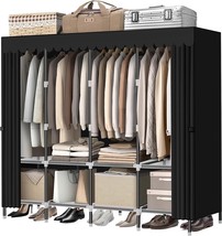 Lokeme Wardrobe Closet，Black Portable Closet With Zippers，65.4Inches 19Mm - $77.96