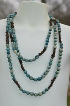 Vintage Southwestern REAL TREE SEEDS  Dyed Blue necklace 34&#39;&#39; long  - £11.92 GBP