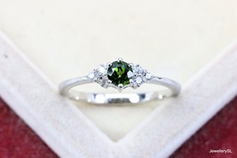 Simple Tourmaline Ring, Natural Green Tourmaline Ring, October Birthstone ring,  - £25.65 GBP