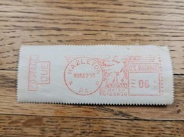 US Mail Post Meter Stamp Hazleton Pennsylvania 1957 Cutout USPS - $3.79
