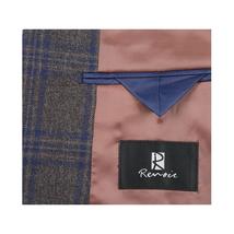 Men's Soft Wool Sport Coat English Plaid Window Pane 556-9 Brown Blue Renoir image 4
