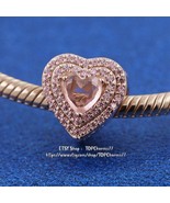 2021 Winter Release Rose Gold Rose™ Sparkling Levelled Heart Charm - £13.76 GBP
