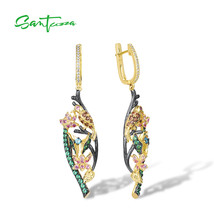 Pure 925 Sterling Silver Earrings For Women Sparkling Colorful Stones Bird Flowe - £63.39 GBP