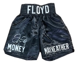 Floyd Mayweather Jr Signé Personnalisé Noir Argent Boxe Shorts Bas ITP - £302.30 GBP
