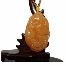 2.3&quot; China Certified Nature Gold Silk Jade Lucky Phoenix and Ruyi Hand C... - £36.19 GBP