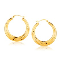 14k Yellow Gold Graduated Textured Hoop Earrings (1 inch Diameter) - £251.21 GBP