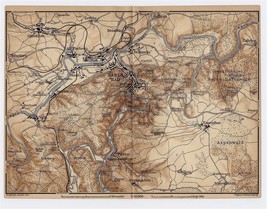 1903 Original Antique Map Vicinity Karlsbad Karlovy Vary Czech Republic Bohemia - £15.22 GBP