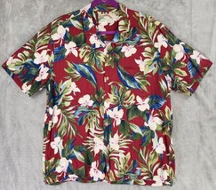 Paradise Found Shirt Mens Large Multicolor Hawaiian Vacy Dadcore Casual Vintage - £50.79 GBP