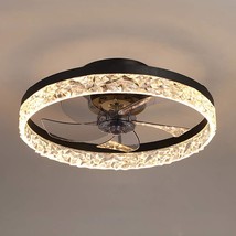 Minney 19.7&quot; Low Profile Semi Flush Mount Ceiling Fan With Lights, Led 3, Black. - £93.44 GBP