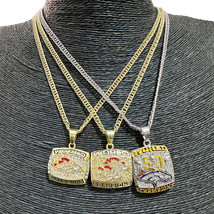 NFL Denver Broncos Championship Pendant Set 3-Piece Football Necklace - $35.95