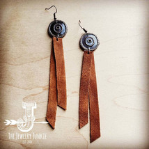 Leather Rectangle Earrings w/ Tan Suede - £25.10 GBP
