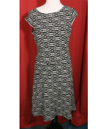 ANNE KLEIN Women&#39;s sz 8 Knit A-Line Dress Cap Sleeve Animal Print Black ... - €20,07 EUR
