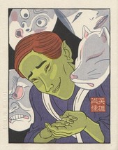 The Legend of Zelda Salesman Japanese Edo Style Woodblock Print Mini Poster Art - £46.98 GBP