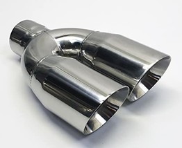 Exhaust Tip 2.50" Inlet Dual 4.00 X 12.00 Long Round Double Wall Stainless Wesdo - £66.47 GBP