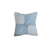 Decorative Pillow, Blue Floral Jacquard, White Velvet, High Quality , 16x16" - £35.38 GBP
