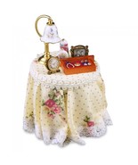 DOLLHOUSE Filled Bedside Night Table 1.703/2 Reutter Country Pink Rose Miniature - £31.39 GBP