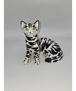 Italy Vintage Handcrafted Black and White Ceramic Cat Figurine T.K.C 5" - $236.75