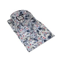 Men Shirt CASILA Turkey Cotton Blend Long Sleeves 501670-01 White Paisley image 8