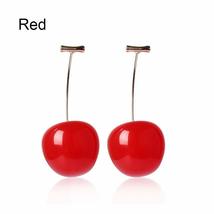 Women Party Bohemian Dangle Drop Jewelry Cherry Earrings Fruit Stud(red) - £7.30 GBP