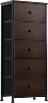 Reahome 5 Drawer Dresser For Bedroom Faux Leather Chest Of Drawers Closets Large - £58.32 GBP