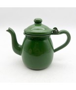 Vintage Green Enamelware Tea Pot With Hinged Lid Small Single Serve - £15.73 GBP