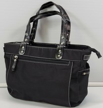Gianni Black Polyester Bag Purse White Stitching Baguette Handbag - $7.91