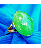 EARTH MINED Green Jadeite Jade Deco Engagement Ring 14k Gold ORIGINAL So... - $37,996.20
