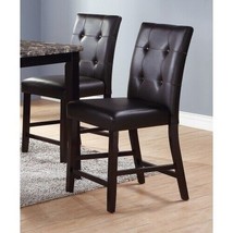 Set of 2 Counter Height Chairs Brown Finish Dining Seating&#39;s - Brown - £208.07 GBP