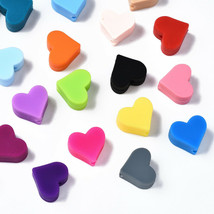 10 Silicone Heart Beads Rubber Chunky Bubblegum Jewelry Supplies Mixed Set 14mm - £8.65 GBP