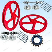 BMX Bicycle 20&quot; PVC Sport Rim Complete (RED) Wheelset-Hub SeT- Freewheel... - £78.29 GBP