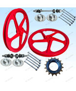 BMX Bicycle 20&quot; PVC Sport Rim Complete (RED) Wheelset-Hub SeT- Freewheel... - £77.74 GBP