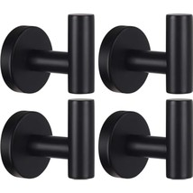 Towel Hooks For Bathroom,4 Packs Wall Mount Towel Holder,Black Matte Wall Robe H - $28.99