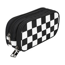 Checkered Black and White Pencil Case Pouch - £18.49 GBP