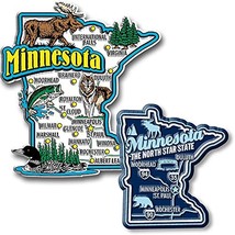 Minnesota Jumbo &amp; Premium State Map Magnet Set by Classic Magnets, 2-Piece Set,  - £7.54 GBP