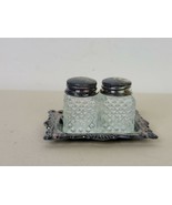 Vintage Silver Plated Salt and Pepper Shakers with Tray Original Box - $11.88