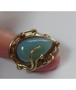 Custom Made Large Blue Aqua Stone Copper &amp; Silver Ring Size 9-Adjust Est... - $89.27 CAD