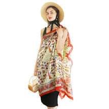 Anyyou 100% Mulberry Silk Red Green Long Scarf Luxury Brand Women Beach ... - $101.50