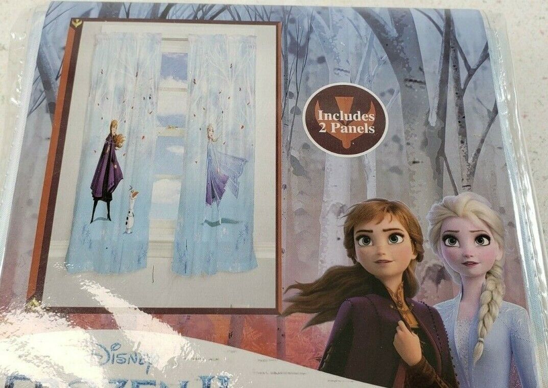 Disney Frozen Kids Bedroom Microfiber Window Curtain Set, 2 Panels, 63" Length - $40.44