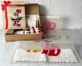 Ho Ho Santa Christmas Latch Hook Kit Vintage Caron Open &amp; Complete With ... - $23.70