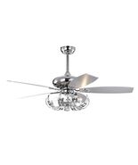 52 in. Indoor Chrome Crystal Ceiling Fan with Remote Control Reversible ... - €123,76 EUR