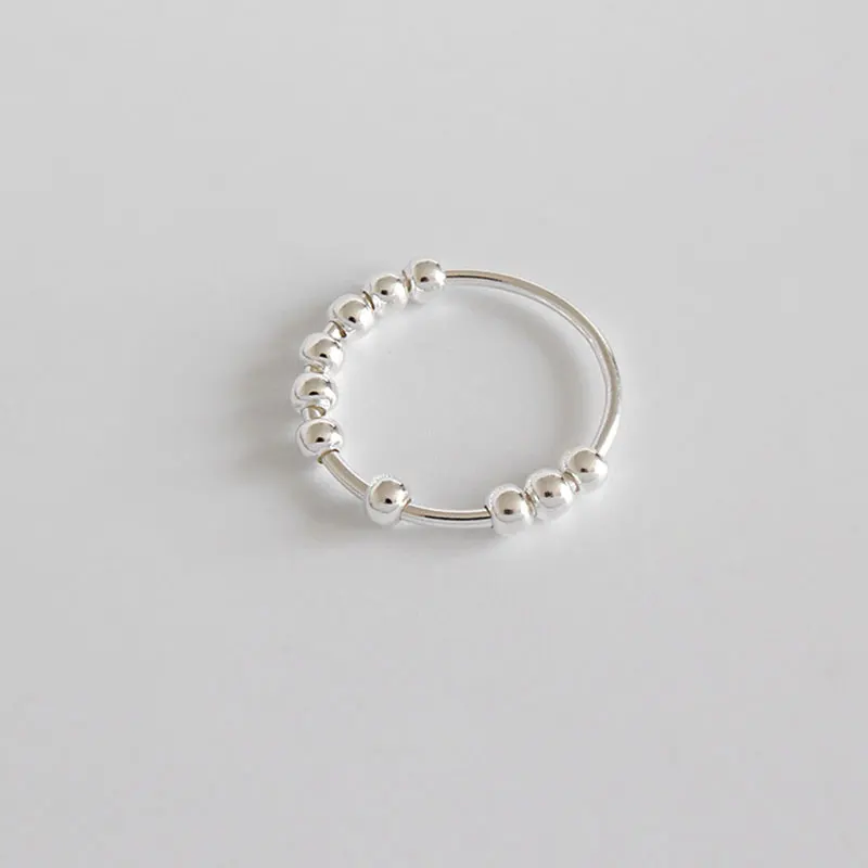 YPAY 100% Real 925 Sterling Silver Finger Ring INS Simple Geometric String Of Be - $32.67