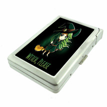 Witch Please Em1 100&#39;s Size Cigarette Case with Built in Lighter Metal Wallet - £17.37 GBP