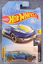 2018 Hot Wheels Treasure Hunt X-Racers 1/10 El Viento Blue w/Trans Yellow Wheel - £6.84 GBP