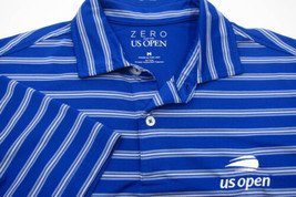 NEW Zero U.S. Open Blue and White Stripe Quick Wicking Polo Shirt Medium - £28.20 GBP