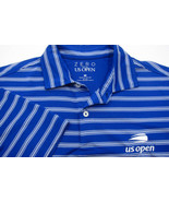 NEW Zero U.S. Open Blue and White Stripe Quick Wicking Polo Shirt Medium - $30.39